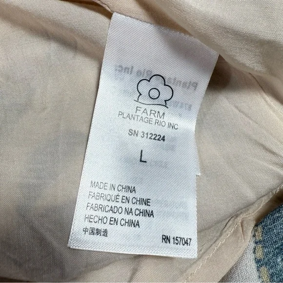 Farm Rio Palms Paradise Sand Long Sleeve V-Neck Floral Maxi Dress L - Picture 15 of 16